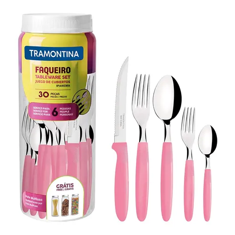 Tramontina JUEGO DE CUBIERTOS 30 PZAS IPANEMA ROSADO